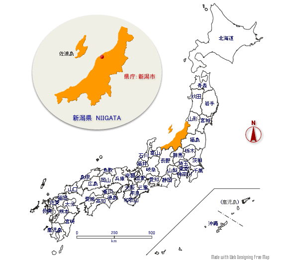 新潟県の形と位置