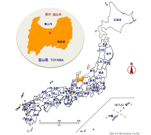 富山県の形と位置