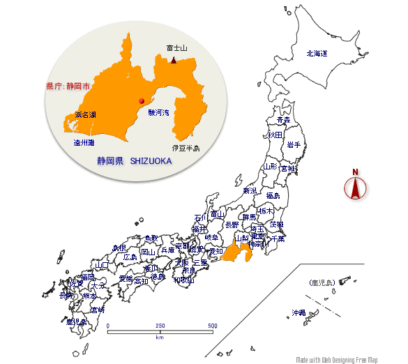 静岡県の形と位置