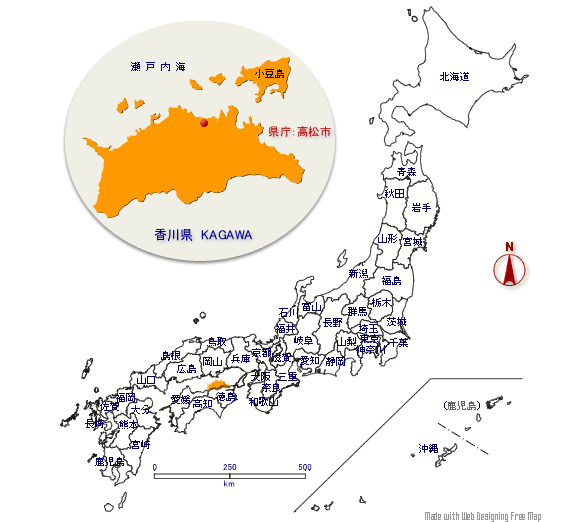 香川県の形と位置