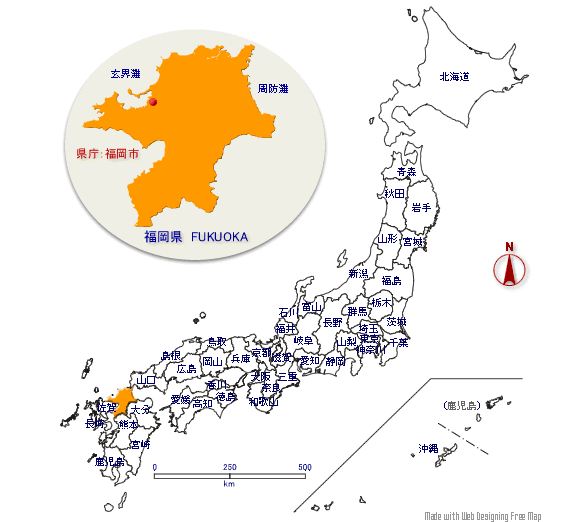 福岡県の形と位置