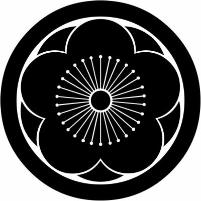 丸に八重向こう梅