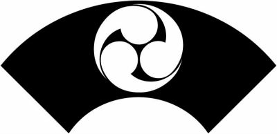 地紙に地抜き三つ巴