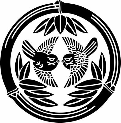 竹輪に十五枚笹に対い雀・竹輪笹に対い雀