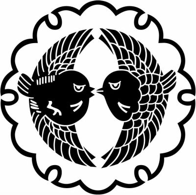 雪輪に対い雀（１）