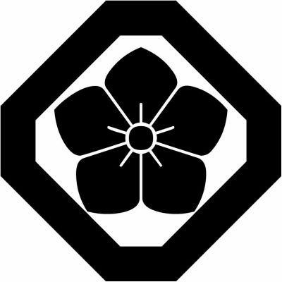 隅切り角に桔梗