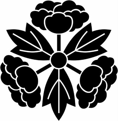 葉付き三つ牡丹