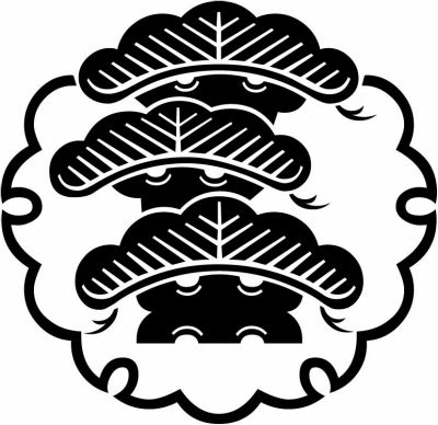 雪輪に出三階松（１）・雪輪に出荒枝付き左三階松