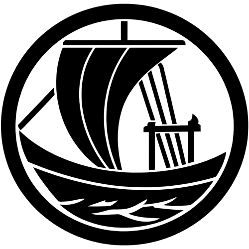 中輪に帆掛け船