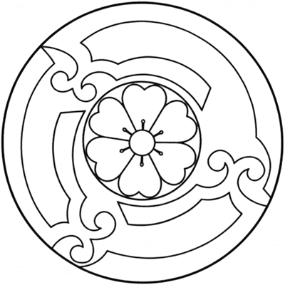 三つ琴柱丸に桜