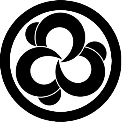 丸に三つ寄せ括り猿