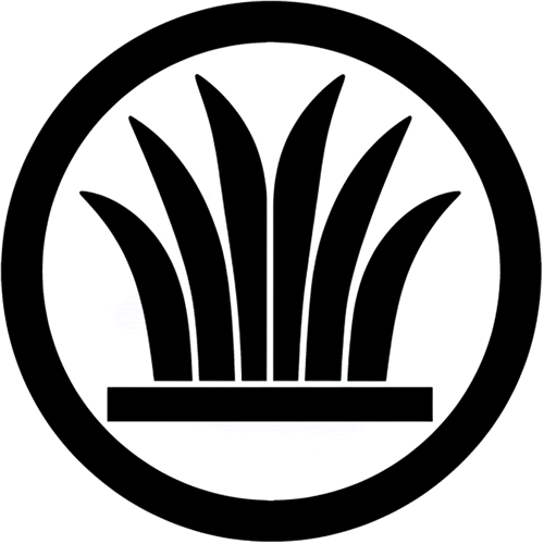 丸に菖蒲の葉に一つ引き