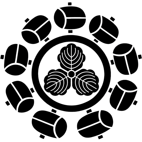 九つ水車に三つ柏・九つ柄杓車に三つ柏・九つ槌車に三つ柏