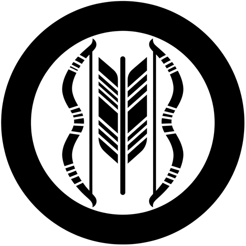 丸に二つ弓に矢