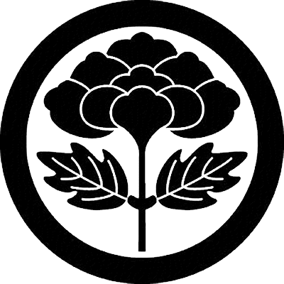 丸に葉付き牡丹（１）