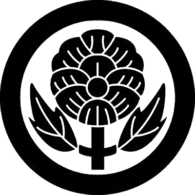 丸に立ち花牡丹