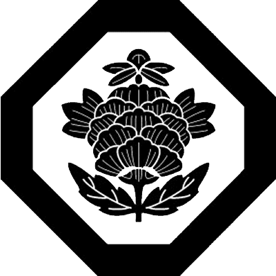 隅切り角に大割り立ち牡丹