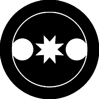 丸に分銅内に十字矢筈