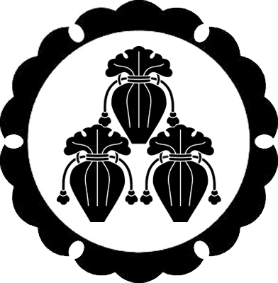 外雪輪に三つ盛り瓶子