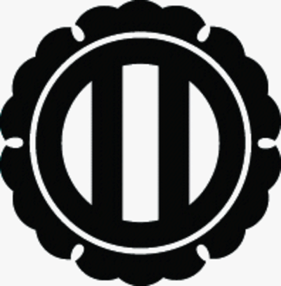 外雪輪に丸に竪二つ引き