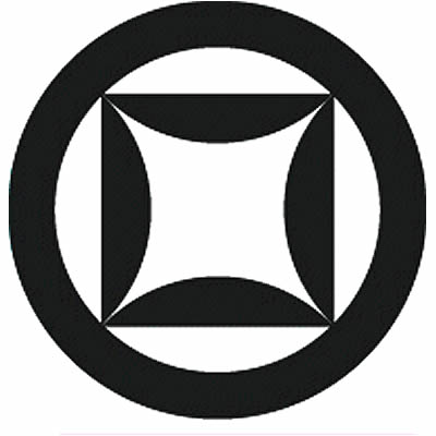 丸に平角内に糸巻