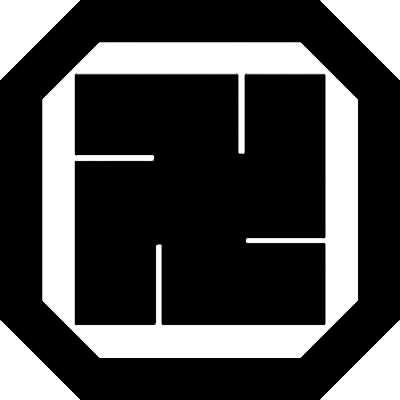 平隅切り角に左万字／平隅切り角に左卍