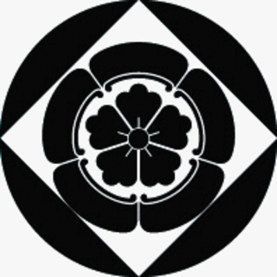 石持ち地抜き角に五瓜に唐花