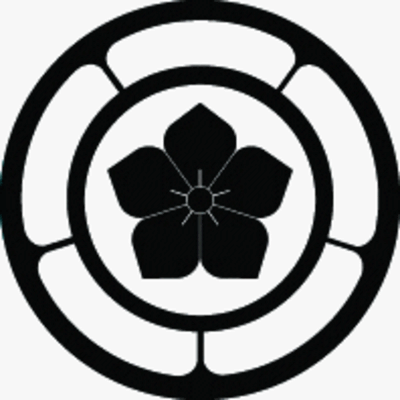 石持ち地抜き一重五瓜内に桔梗