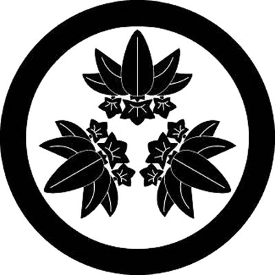 丸に頭合わせ三つ笹竜胆