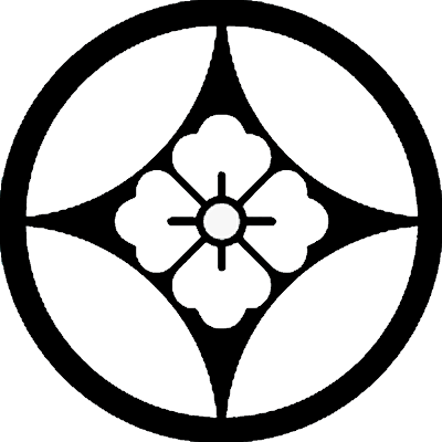 石持ち地抜き七宝に花角