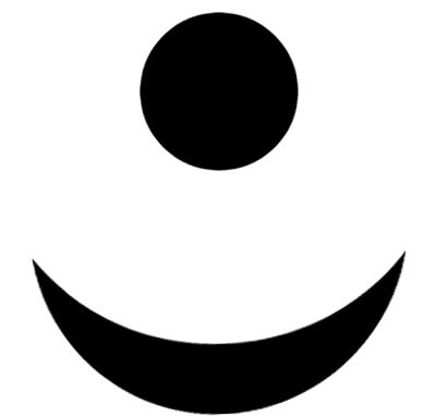 真向き三日月に星