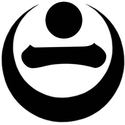 真向き月に星に一文字