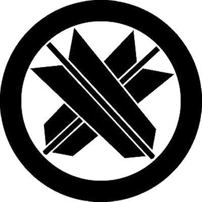 丸に右重ね違い矢