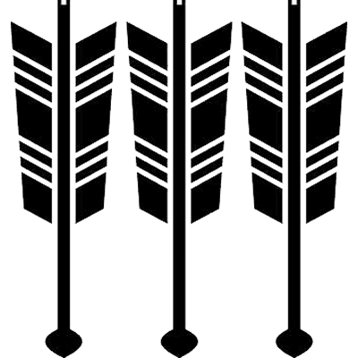 矢尻付き三本並び矢