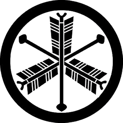 丸に矢尻付き三本違い矢