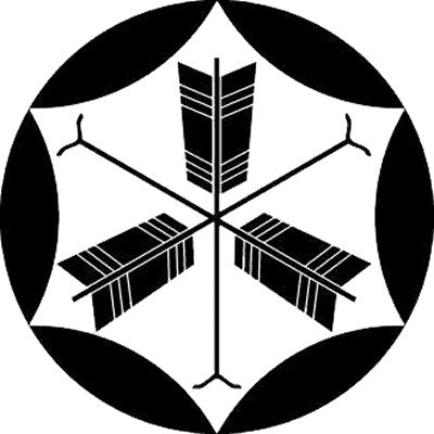 石持ち地抜き反り六角内に三本違い矢