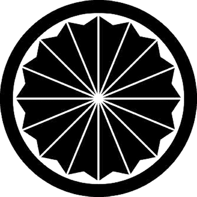 丸に十六矢筈車