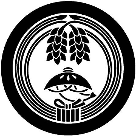 丸に結び稲に笠（２）・丸に変わり抱き稲に笠（２）