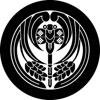 丸に対い下り稲に蜻蛉