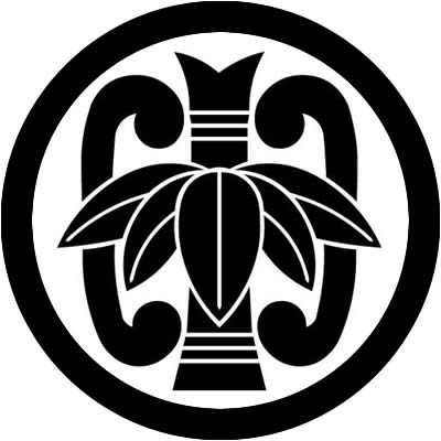 丸に唐団扇に笹